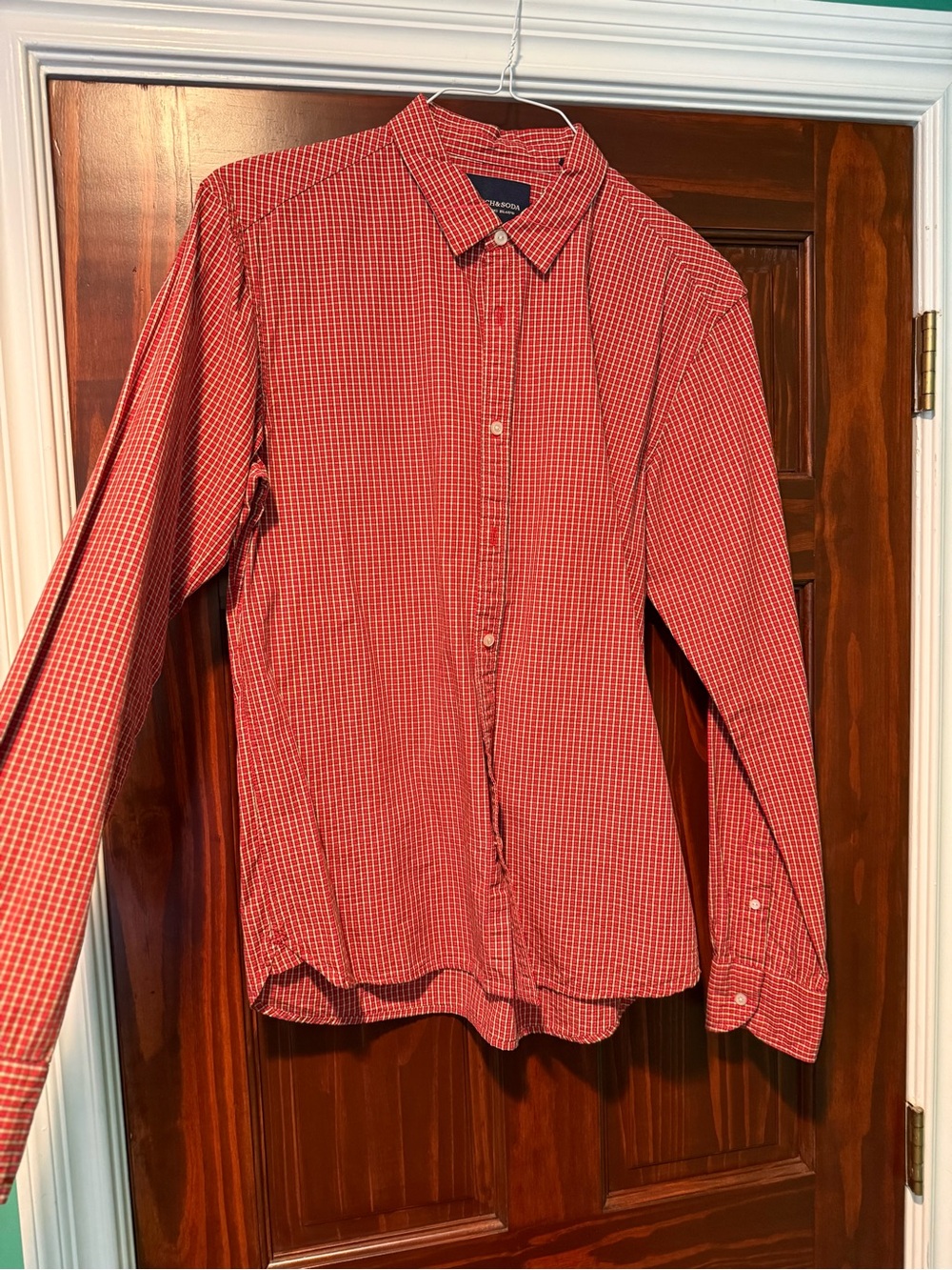 Scotch & Soda Red Check Long-Sleeve Button-Down Shirt